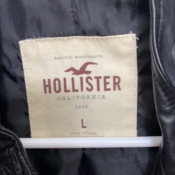 Hollister Black Leather Jacket Women Size Large - Picture 3 of 3